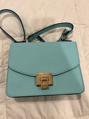 Aldo Aqua Crossbody Gold Lock Bag